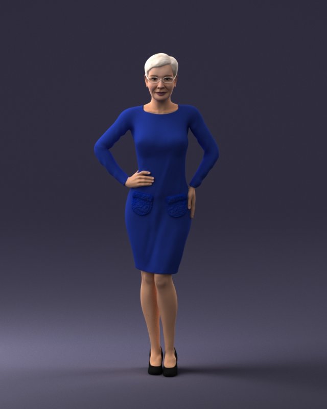 woman blue dress 0323 3d print ready 3D-printmodel .c4d .max .obj .3ds .fbx .stl .blend 