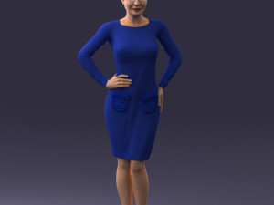 woman blue dress 0323 3d print ready 3D-printmodel