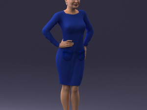 woman blue dress 0323 3d print ready 3D-printmodel