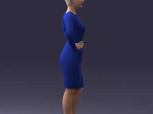 woman blue dress 0323 3d print ready 3D-printmodel