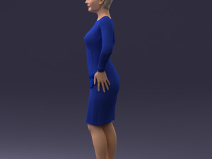 woman blue dress 0323 3d print ready 3D-printmodel