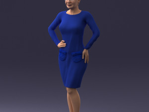 woman blue dress 0323 3d print ready 3D-printmodel