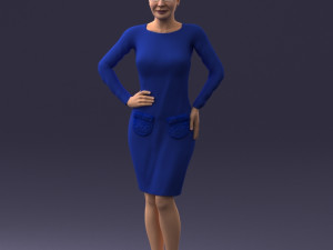 woman blue dress 0323 3d print ready 3D-printmodel