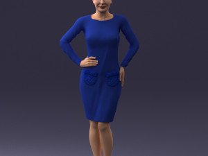 woman blue dress 0323 3d print ready 3D-printmodel