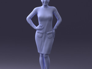 woman blue dress 0323 3d print ready 3D-printmodel