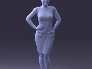 woman blue dress 0323 3d print ready 3D-printmodel