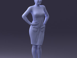 woman blue dress 0323 3d print ready 3D-printmodel