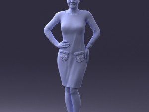 woman blue dress 0323 3d print ready 3D-printmodel