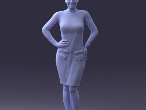 woman blue dress 0323 3d print ready 3D-printmodel