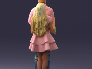 000252 Casal em pose rom&acirc;ntica Homem segurando flores 0211 Modelo 3D