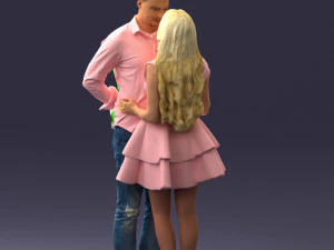 000252 Casal em pose rom&acirc;ntica Homem segurando flores 0211 Modelo 3D