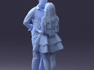 000252 Casal em pose rom&acirc;ntica Homem segurando flores 0211 Modelo 3D