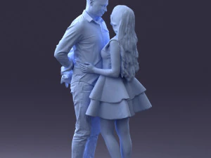 000252 Casal em pose rom&acirc;ntica Homem segurando flores 0211 Modelo 3D