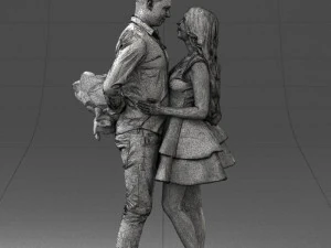 000252 Casal em pose rom&acirc;ntica Homem segurando flores 0211 Modelo 3D