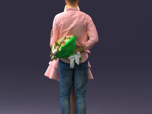 000252 Couple in Romantic Pose Man Holding Flowers 0211 3dp 3D Print Model