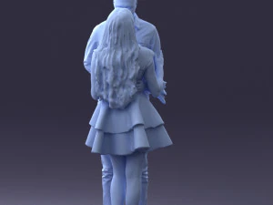 000252 Couple in Romantic Pose Man Holding Flowers 0211 3dp 3D Print Model