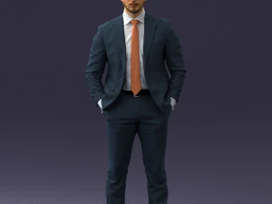 000250 Businessman in Suit Standing Pose 0205 3D Model