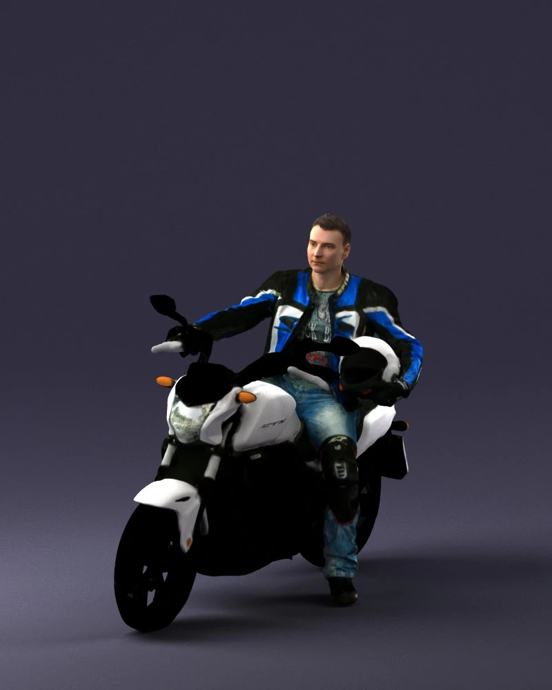 man on motorcycle 0527 3D Model .c4d .max .obj .3ds .fbx .stl .blend 