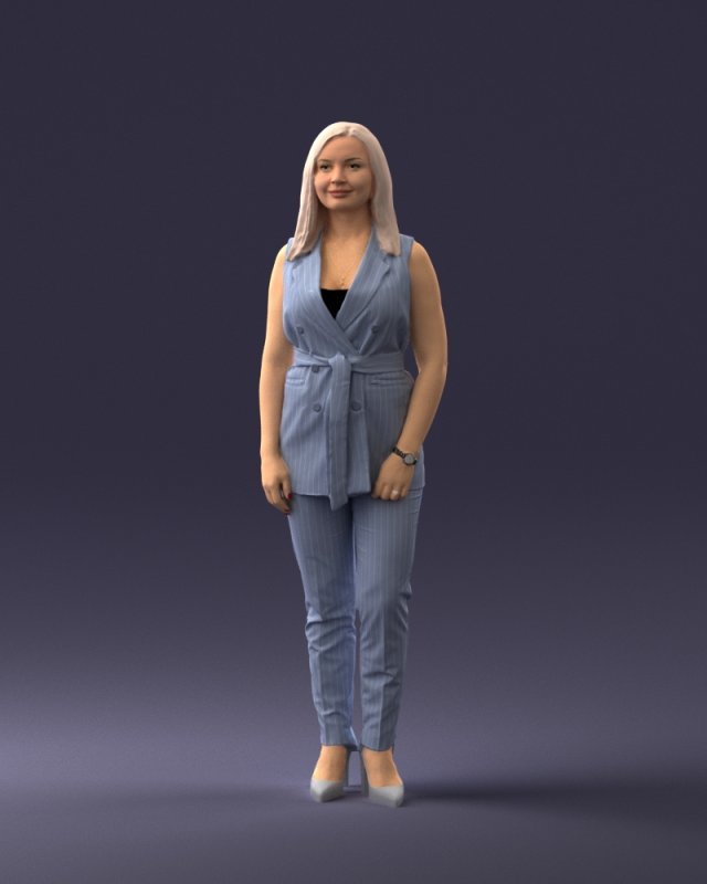 000307 Business Woman in Light Blue Suit 1112 3dp Modèles 3D en vedette .c4d .max .obj .3ds .fbx .stl .blend