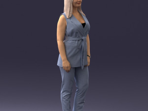 000307 Business Woman in Light Blue Suit 1112 3dp 3D Print Model
