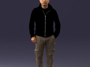 000294 Hombre con sudadera con capucha y pantalones cargo 1008 Modelo 3D