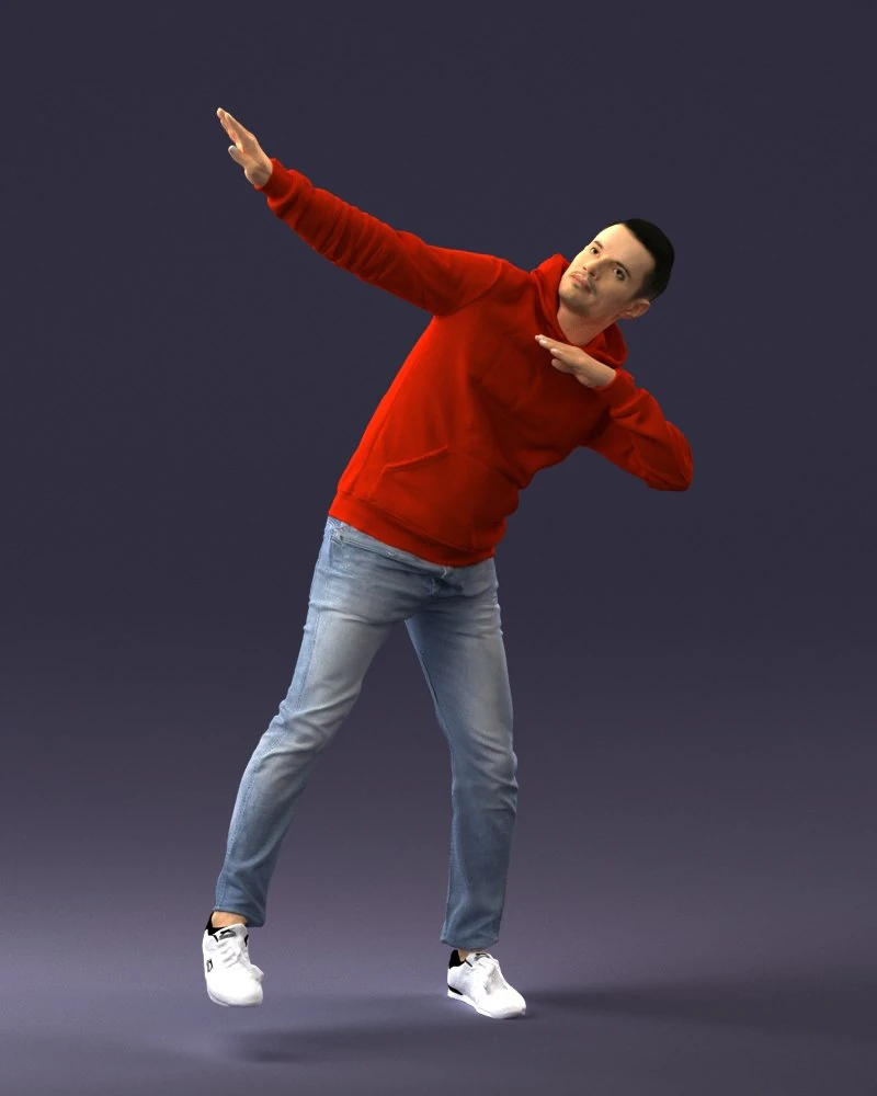 000264 Man in Dab Pose 0520 3D Model .c4d .max .obj .3ds .fbx .stl .blend