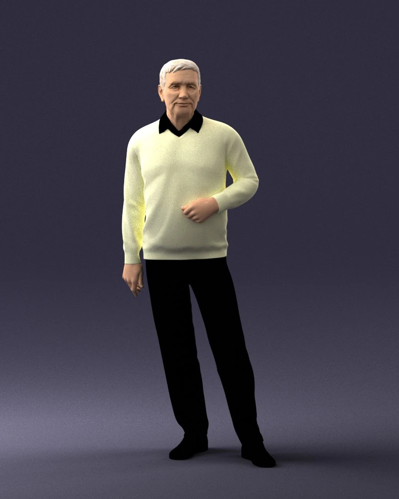 000262 Elderly Man in Casual Outfit 0424 3D Model .c4d .max .obj .3ds .fbx .stl .blend 