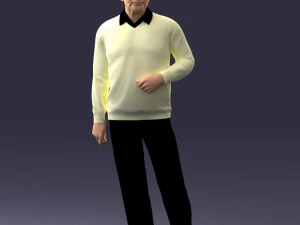 000262 Elderly Man in Casual Outfit 0424 3D Model