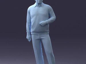 000262 Elderly Man in Casual Outfit 0424 3D Model