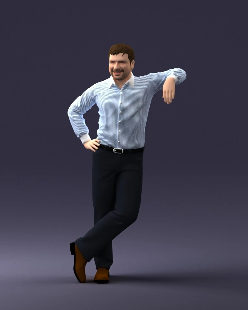 000280 Man Leaning in Casual Pose 0726 3D Model .c4d .max .obj .3ds .fbx .stl .blend