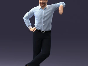 000280 Man Leaning in Casual Pose 0726 3D Model