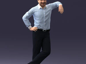 000280 Man Leaning in Casual Pose 0726 3D Model