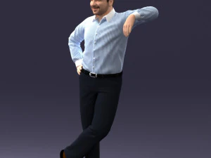 000280 Man Leaning in Casual Pose 0726 3D Model