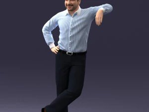 000280 Man Leaning in Casual Pose 0726 3D Model
