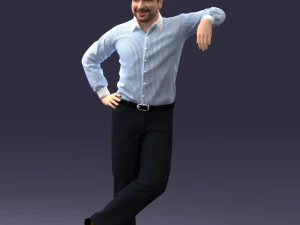 000280 Man Leaning in Casual Pose 0726 3D Model