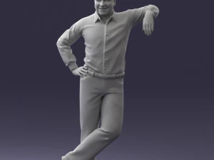 000280 Man Leaning in Casual Pose 0726 3D Model