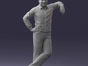 000280 Man Leaning in Casual Pose 0726 3D Model