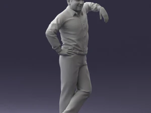 000280 Man Leaning in Casual Pose 0726 3D Model