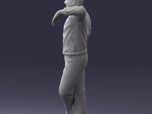 000280 Man Leaning in Casual Pose 0726 3D Model