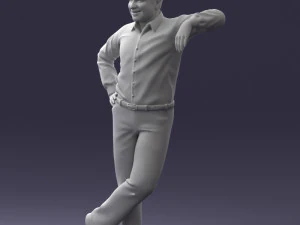 000280 Man Leaning in Casual Pose 0726 3D Model