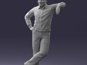 000280 Man Leaning in Casual Pose 0726 3D Model