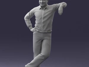 000280 Man Leaning in Casual Pose 0726 3D Model