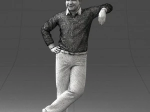 000280 Man Leaning in Casual Pose 0726 3D Model