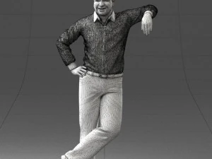 000280 Man Leaning in Casual Pose 0726 3D Model