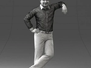 000280 Man Leaning in Casual Pose 0726 3D Model