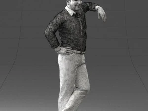 000280 Man Leaning in Casual Pose 0726 3D Model