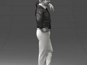 000280 Man Leaning in Casual Pose 0726 3D Model