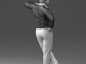000280 Man Leaning in Casual Pose 0726 3D Model