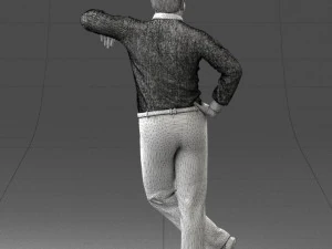 000280 Man Leaning in Casual Pose 0726 3D Model