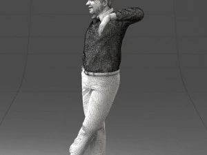 000280 Man Leaning in Casual Pose 0726 3D Model